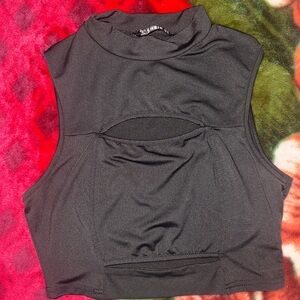SHEIN Black Cutout Crop Top